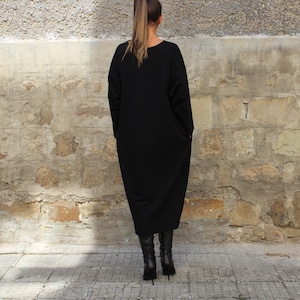 Plus Size Black Dress, Winter Maxi Dress, Plus Size Clothing, Long Sleeve Dress, Gothic Dress, Pocket Dress, Warm Dress, Plus Size Clothing image 3