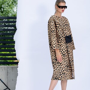 Oversized Leopard Coat, Neoprene Coat with Animal Print, Avant Garde Jacket, Neoprene Jacket, Plus Size Overcoat, Avant Garde Coat image 7