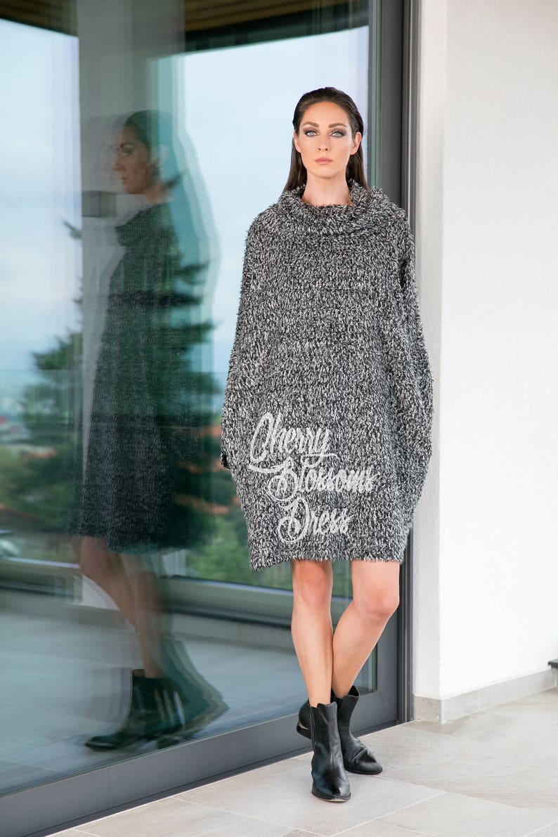 Women Winter Dress Fleece Dress Sweater Dress Gray Dress Etsy
