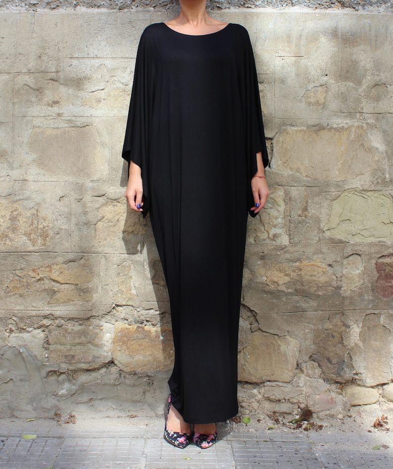 Black Kaftan Dress, Gothic Dress, Plus Size Clothing, Black Maxi Dress, Loose Abaya Dress, Oversize Black Dress image 4