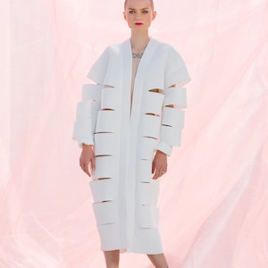 White Futuristic Jacket, Neoprene Cutout Jacket, Avant Garde Coat, Futuristic Clothing, Steampunk Jacket, Grunge Jacket, Loose Jacket image 2