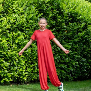 Combinaison à manches courtes pour fille, vêtements pour adolescents, combinaison confortable pour enfant, loose fit global, vêtements pour enfants, vêtements colorés pour filles image 4