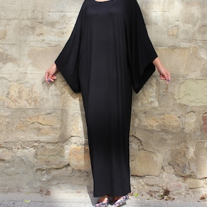 Black Kaftan Dress, Gothic Dress, Plus Size Clothing, Black Maxi Dress, Loose Abaya Dress, Oversize Black Dress image 6