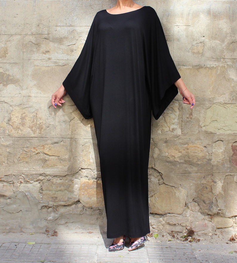 Black Kaftan Dress, Gothic Dress, Plus Size Clothing, Black Maxi Dress, Loose Abaya Dress, Oversize Black Dress image 6