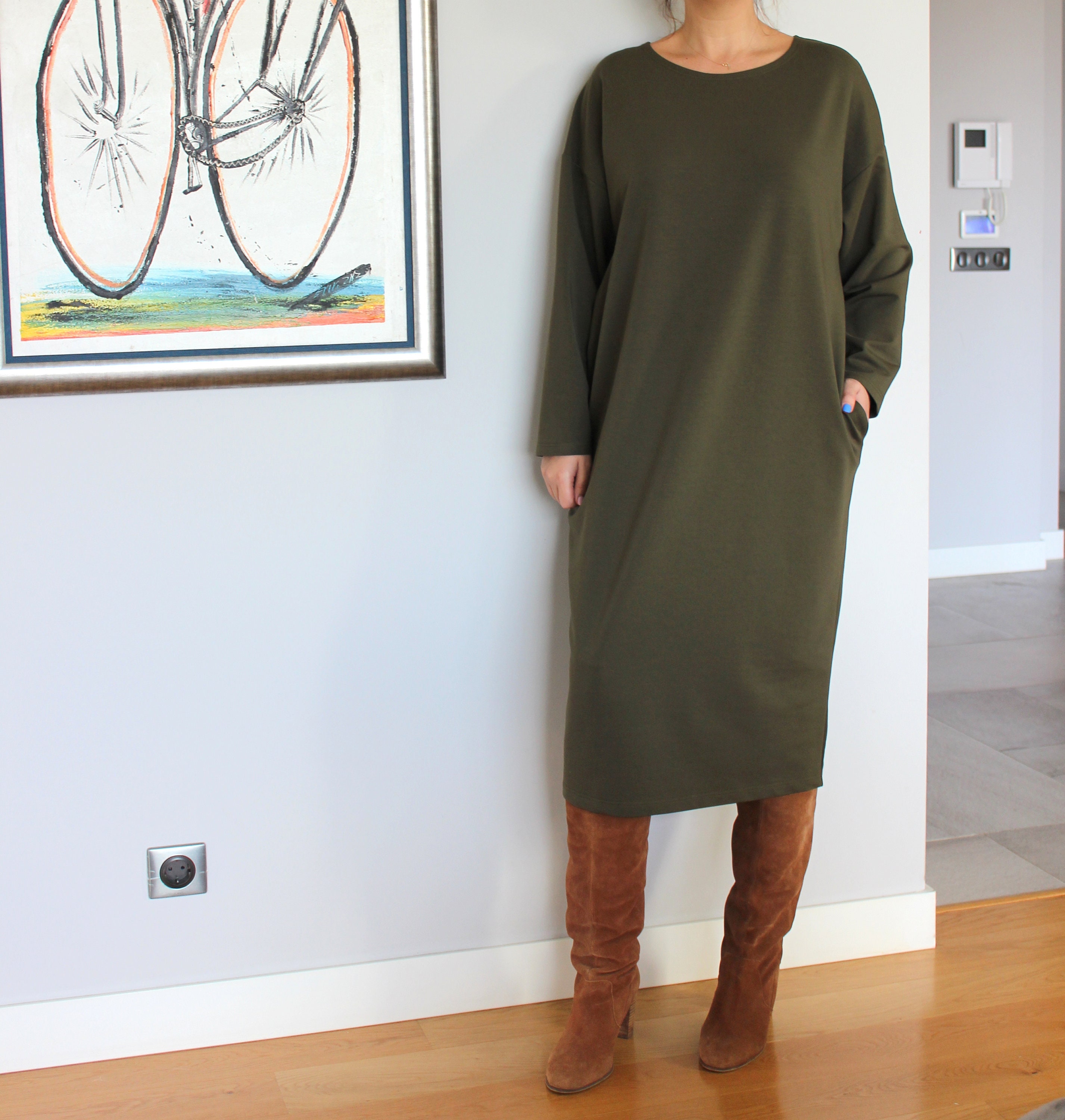 Olive Green Sweater Dress Plus Size ...