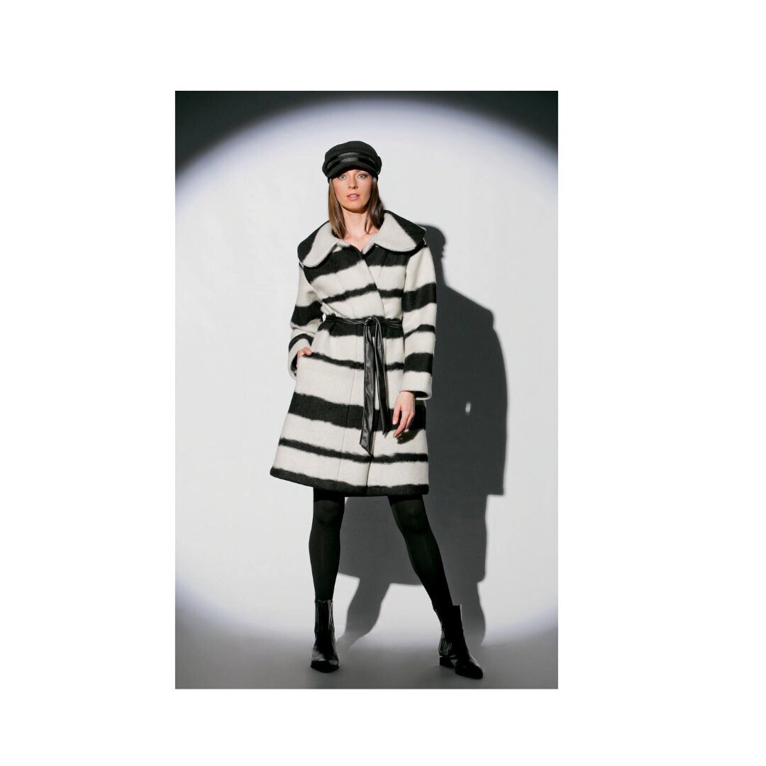 Striped sales wool coat