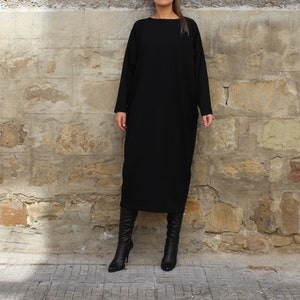 Plus Size Black Dress, Winter Maxi Dress, Plus Size Clothing, Long Sleeve Dress, Gothic Dress, Pocket Dress, Warm Dress, Plus Size Clothing image 4