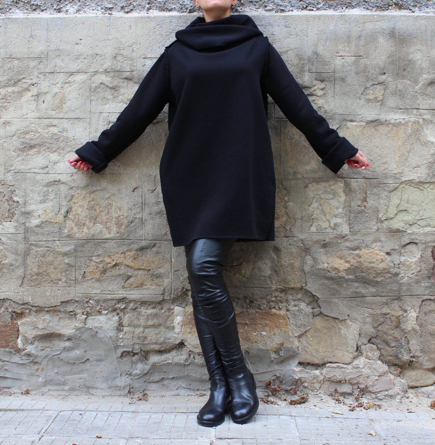 Black Sweater Dress Turtleneck Dress 
