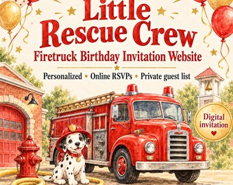 Einladungswebsite für Feuerwehrgeburtstage mit RSVP | Personalisierte digitale Einladung zur Feuerwehrparty