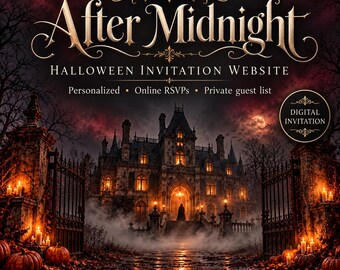 Website für Einladungen zur Gothic-Halloween-Party mit RSVP | Personalisierte digitale Einladung zum Spukhaus