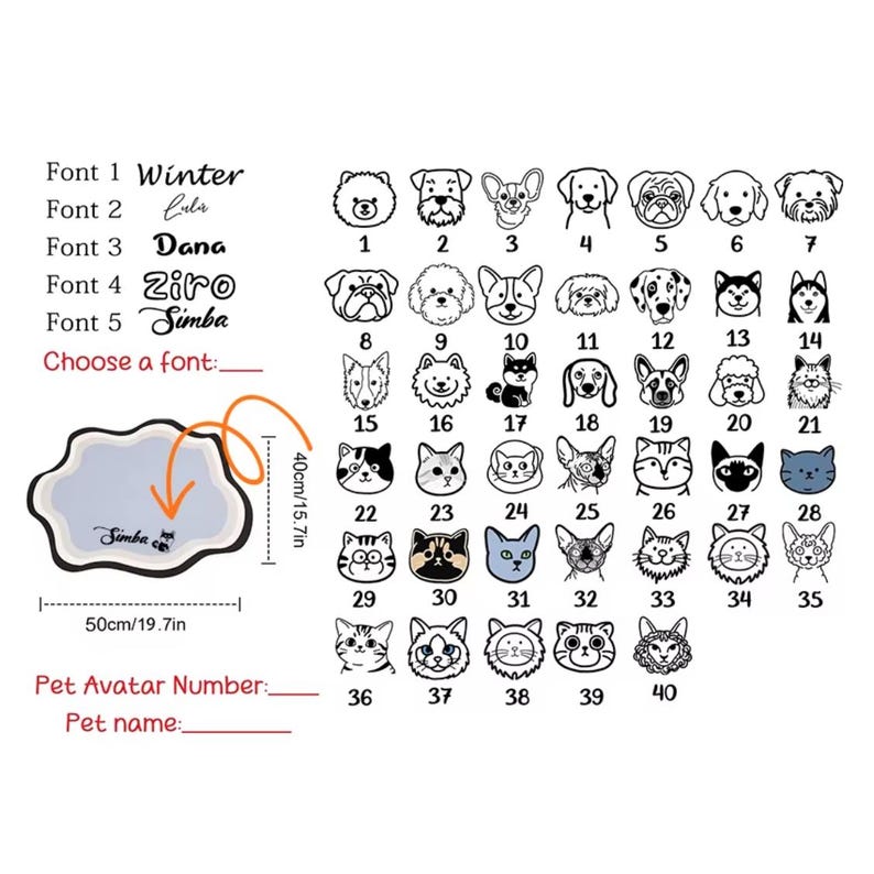 CUSTOM Pet Name Feeding Mat, Personalized Dog Cat Bowl Mat With Paw ...
