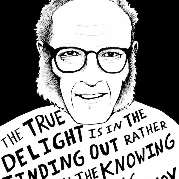 Isaac Asimov - Author Portrait & Quote - 12x16 Art Print for Classrooms, Libraries and Book Lovers