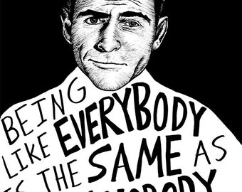Rod Serling - Author Portrait & Quote - 12x16 Art Print for Classrooms, Libraries and Book Lovers