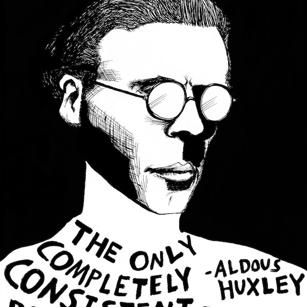 Aldous Huxley - Author Portrait & Quote - 12x16 Art Print for Classrooms, Libraries and Book Lovers
