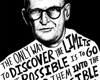 Arthur C. Clarke Portrait Art Print: Hand-Signed Pen & Marker Illustration