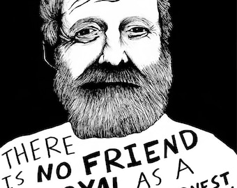 Ernest Hemingway - Author Portrait & Quote - 12x16 Art Print for Classrooms, Libraries and Book Lovers