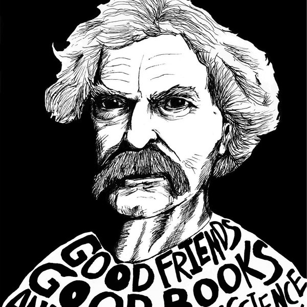 Mark Twain - Author Portrait & Quote - 12x16 Art Print for Classrooms, Libraries and Book Lovers