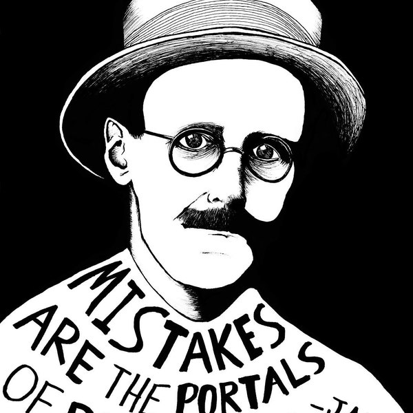 James Joyce - Author Portrait & Quote - 12x16 Art Print for Classrooms, Libraries and Book Lovers
