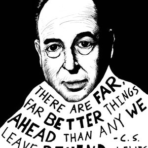 C. S. Lewis - Author Portrait & Quote - 12x16 Art Print for Classrooms, Libraries and Book Lovers