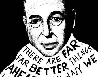 C. S. Lewis Portrait Art Print: Quote for Book Lovers (12x16)