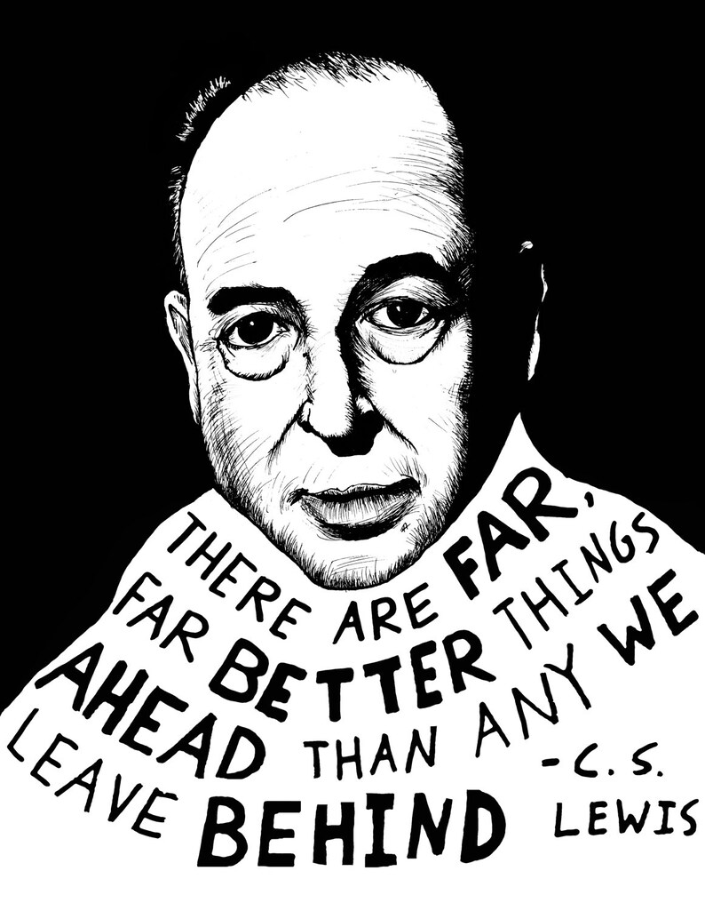 C. S. Lewis Author Portrait & Quote 12x16 Art Print for Classrooms, Libraries and Book Lovers image 1