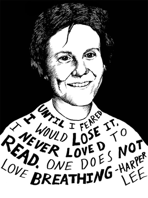 Harper Lee Author Portrait Quote 12x16 Art Print for