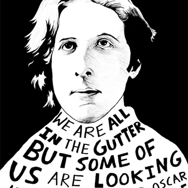 Oscar Wilde - Author Portrait & Quote - 12x16 Art Print for Classrooms, Libraries and Book Lovers