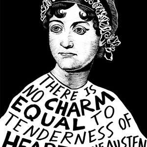 Jane Austen - Author Portrait & Quote - 12x16 Art Print for Classrooms, Libraries and Book Lovers