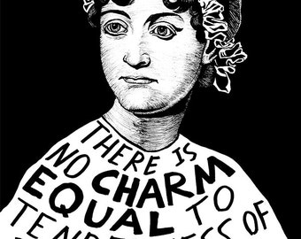 Jane Austen - Author Portrait & Quote - 12x16 Art Print for Classrooms, Libraries and Book Lovers