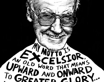 Stan Lee - Author Portrait & Quote - 12x16 Art Print for Classrooms, Libraries and Book Lovers