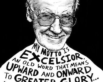 Stan Lee - Author Portrait & Quote - 12x16 Art Print for Classrooms, Libraries and Book Lovers