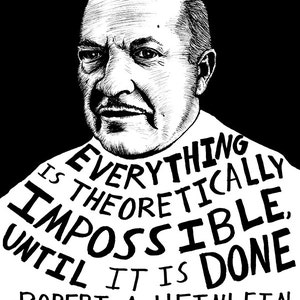 Robert A. Heinlein - Author Portrait & Quote - 12x16 Art Print for Classrooms, Libraries and Book Lovers