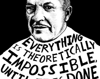 Robert A. Heinlein - Author Portrait & Quote - 12x16 Art Print for Classrooms, Libraries and Book Lovers