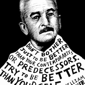 William Faulkner - Author Portrait & Quote - 12x16 Art Print for Classrooms, Libraries and Book Lovers