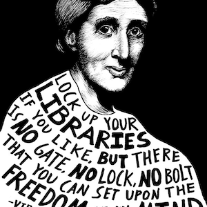 Virginia Woolf - Author Portrait & Quote - 12x16 Art Print for Classrooms, Libraries and Book Lovers