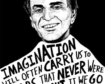 Carl Sagan - Author Portrait & Quote - 12x16 Art Print for Classrooms, Libraries and Book Lovers