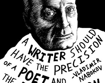 Vladimir Nabokov - Author Portrait & Quote - 12x16 Art Print for Classrooms, Libraries and Book Lovers