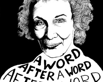 Margaret Atwood - Author Portrait & Quote - 12x16 Art Print for Classrooms, Libraries and Book Lovers