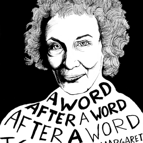 Margaret Atwood - Author Portrait & Quote - 12x16 Art Print for Classrooms, Libraries and Book Lovers