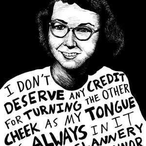 Flannery O'Connor - Author Portrait & Quote - 12x16 Art Print for Classrooms, Libraries and Book Lovers
