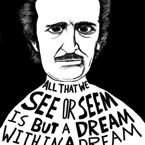 Edgar Allan Poe - Author Portrait & Quote - 12x16 Art Print for Classrooms, Libraries and Book Lovers