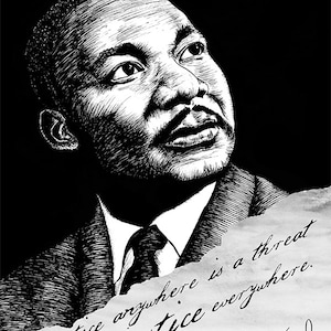 Martin Luther King Jr. - Historical Portrait & Quote - 12x16 Art Print for Classrooms, Libraries and History Buffs