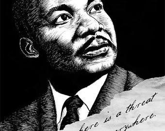 Martin Luther King Jr. Art Print: Historical Portrait & Quote (12x16)