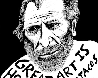 Charles Bukowski - Author Portrait & Quote - 12x16 Art Print for Classrooms, Libraries and Book Lovers