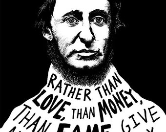 Henry David Thoreau Art Print: Pen & Marker Portrait (12x16)