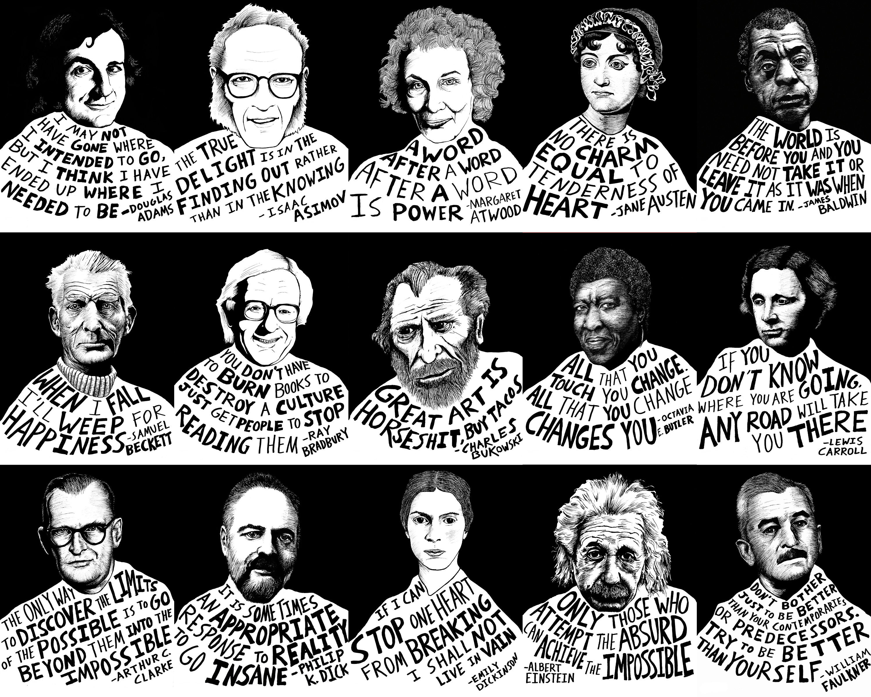 5 Author Quote Posters - High-resolution Digital Files - 40+ Authors  Available! - Etsy, image size:3000x2400