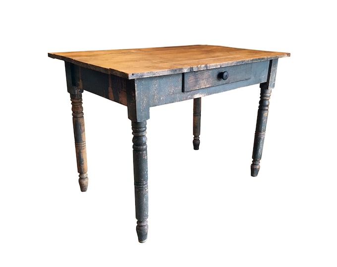 Antique Farmhouse Table, Kitchen Work Table, Wood Rustic Primitive Grey