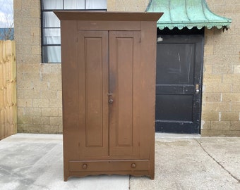 Antique Early American Cabinet, Wardrobe c. 1860, Kitchen Pantry Storage Vintage Farmhouse Kitchen