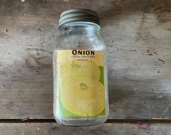 Vintage Mason Jar, Onion seed packet from Zettler General Store, Columbus Ohio, canning jar collectible ephemera FREE DOMESTIC SHIPPING