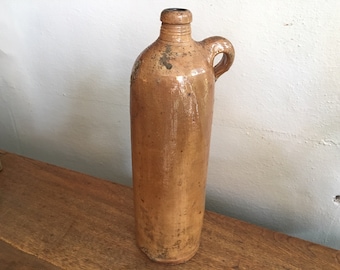 Antique German Stoneware Bottle, 1800s, Plain Pottery, Roisdorfer Mineral Quelle, Rustic Decorative Object